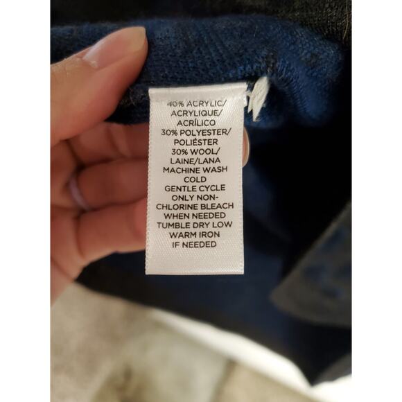 Women's LOFT Gray & Blue Animal Print Knee Length Sweater Dress | Size Petite S - Picture 8 of 8